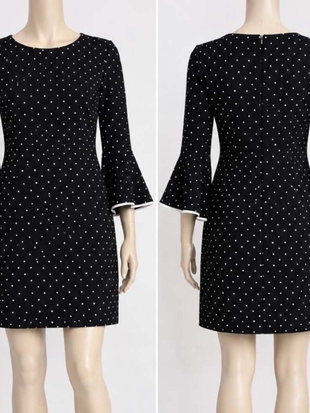 Old Navy Black and White Polka Dot Bell Sleeve Mini Dress